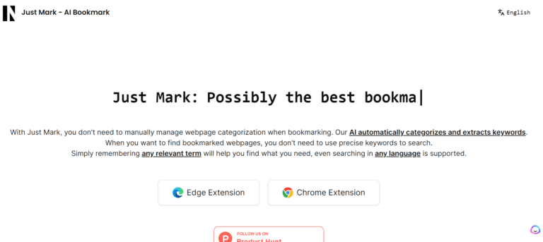 Justmark AI: Powerful AI Bookmark Manager for All Web Lovers