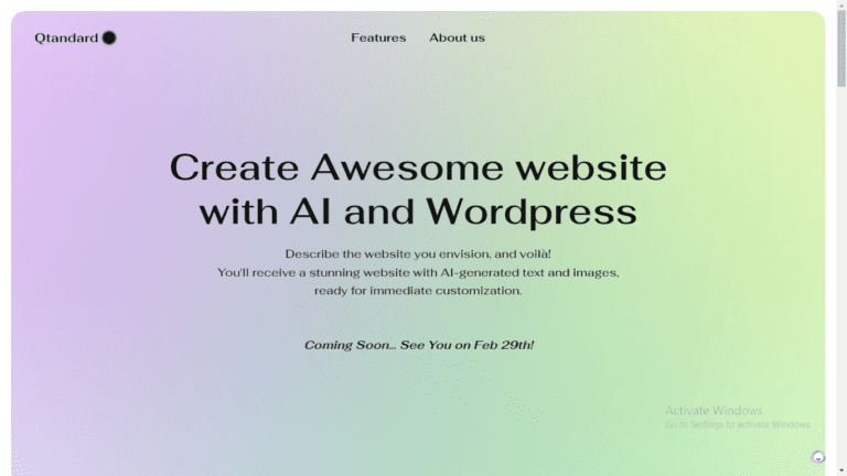 Qtandard: Free AI WordPress Website Builder for ALL Businesses
