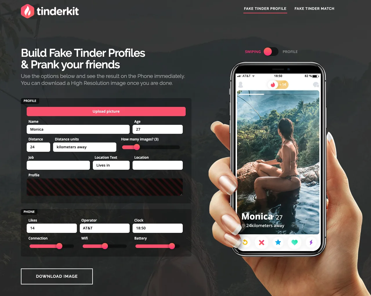 tinderkit - fake tinder profile generator