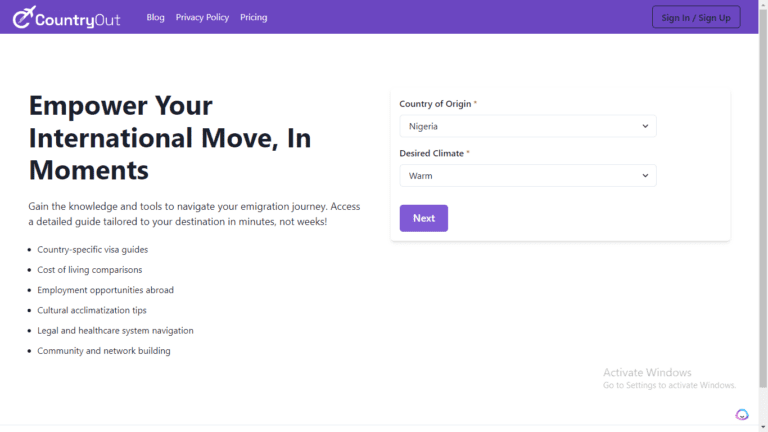 CountryOut: Empower Your International Move in Minutes